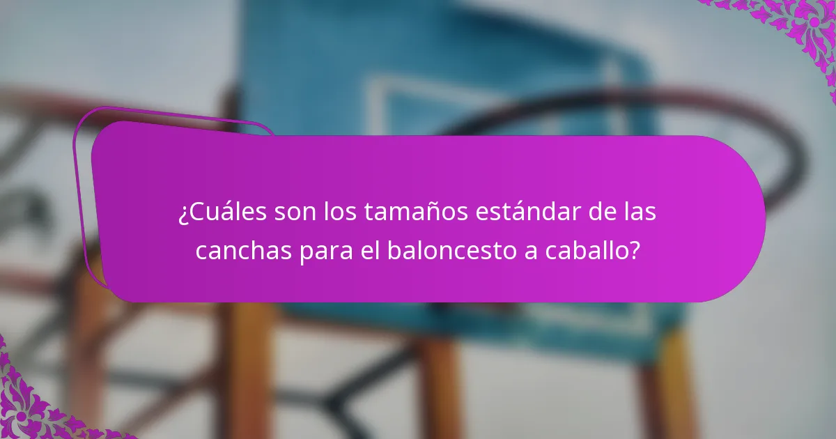 ¿Cuáles son los tamaños estándar de las canchas para el baloncesto a caballo?